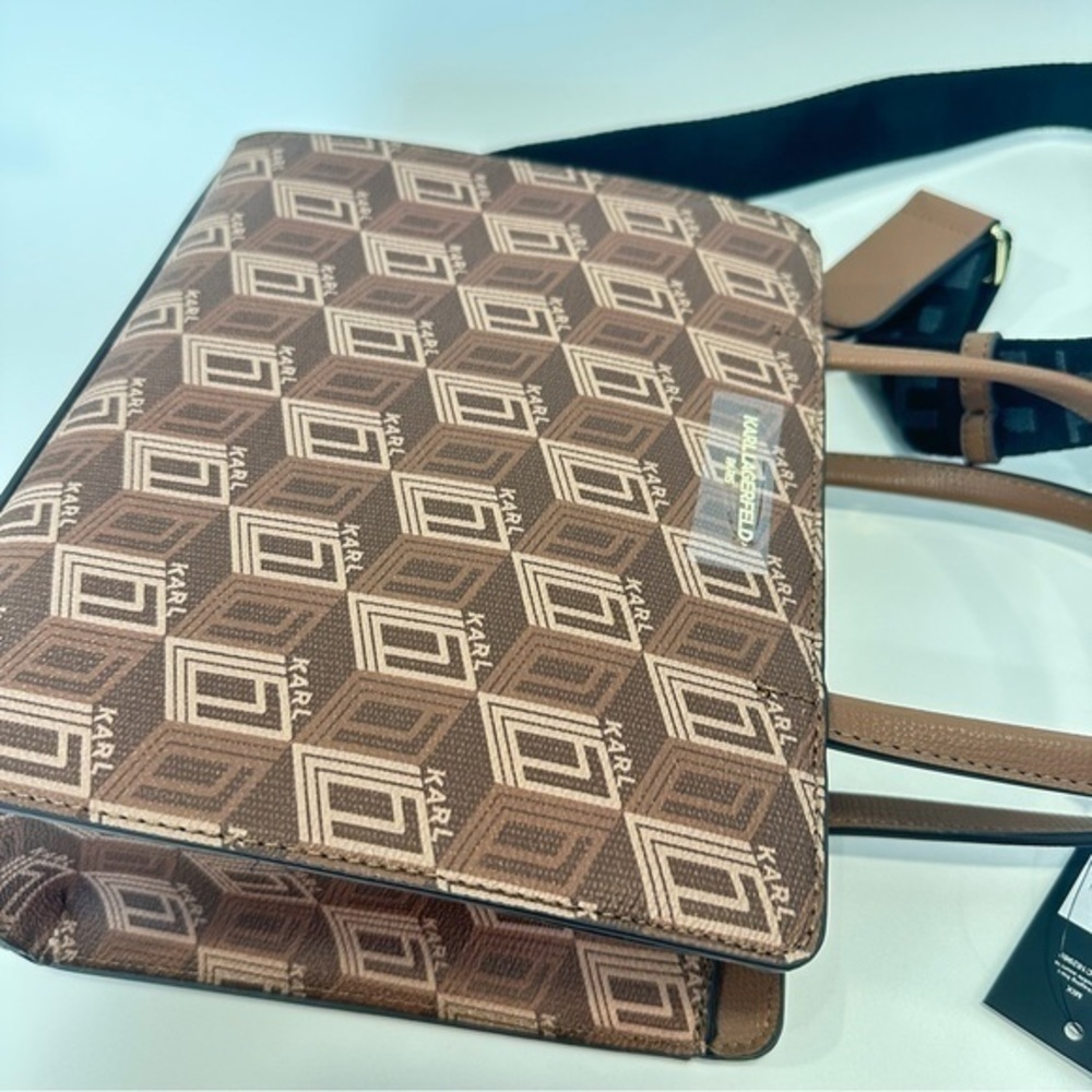 KARL LAGERFELD PARIS Maybelle Zip Top Satchel Shoulder Bag in Brown - Picture 10 of 11